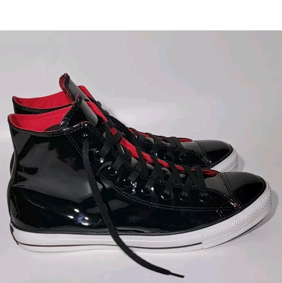 CONVERSE PATENT LEATHER ALL STAR HIGH TOP SNEAKERS - Picture 1 of 11